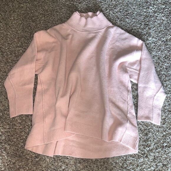 Free People Sweaters - Free people light pink oversized, double turtle-neck, 3/4-sleeve sweater, so: S.